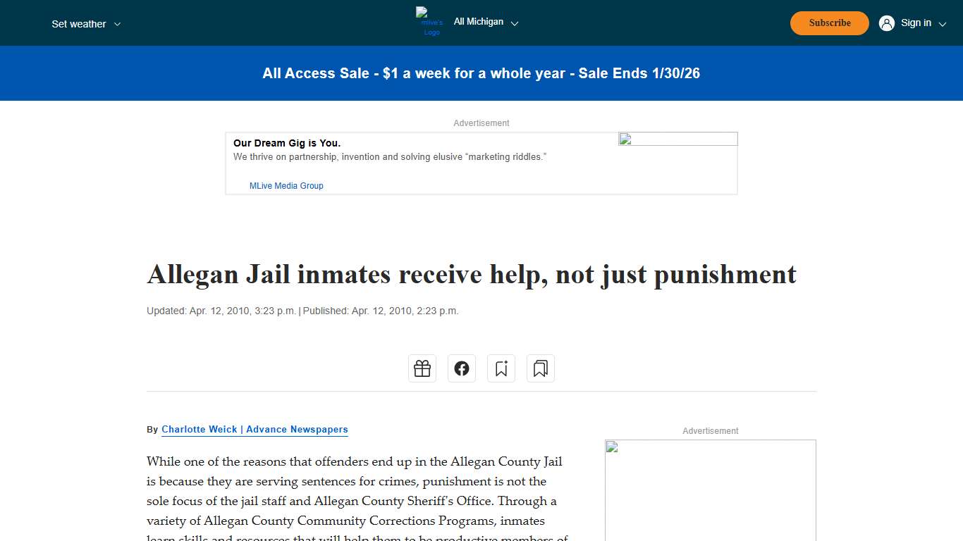 Allegan Jail inmates receive help, not just punishment - mlive.com